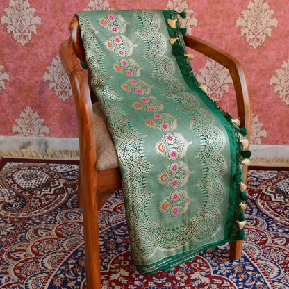 Green Butterfly Mashru Silk Saree