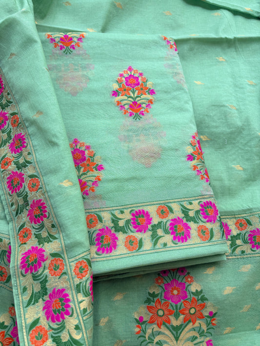 Sea green Chanderi Resham zari suit set
