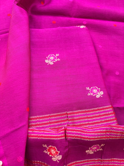 Magenta moonga silk suit set