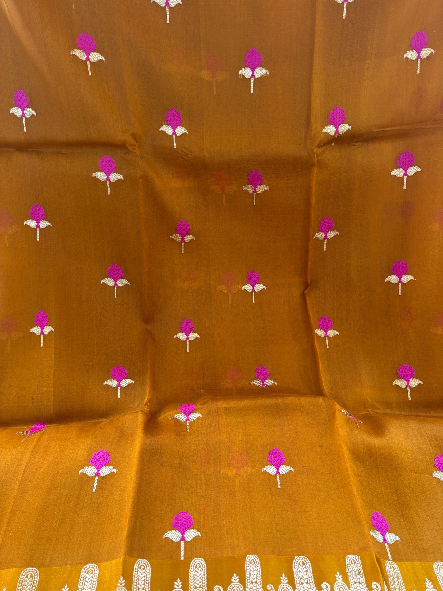 Gold kora pink meenadar saree