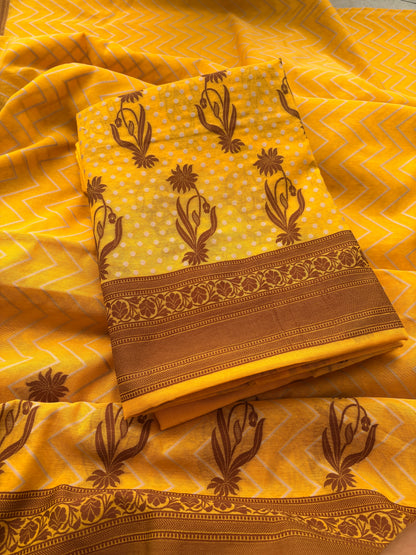 Mustard Resham weaving Chanderi suit set( cc-09)