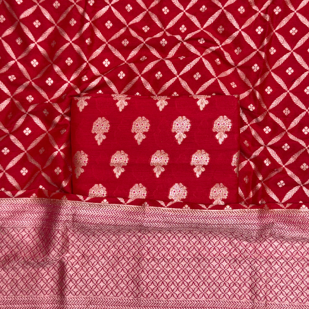 Red moonga silk suit set