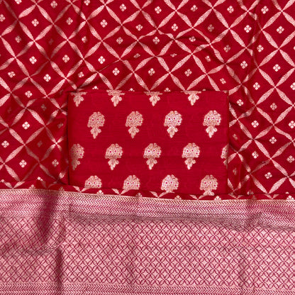 Red moonga silk suit set