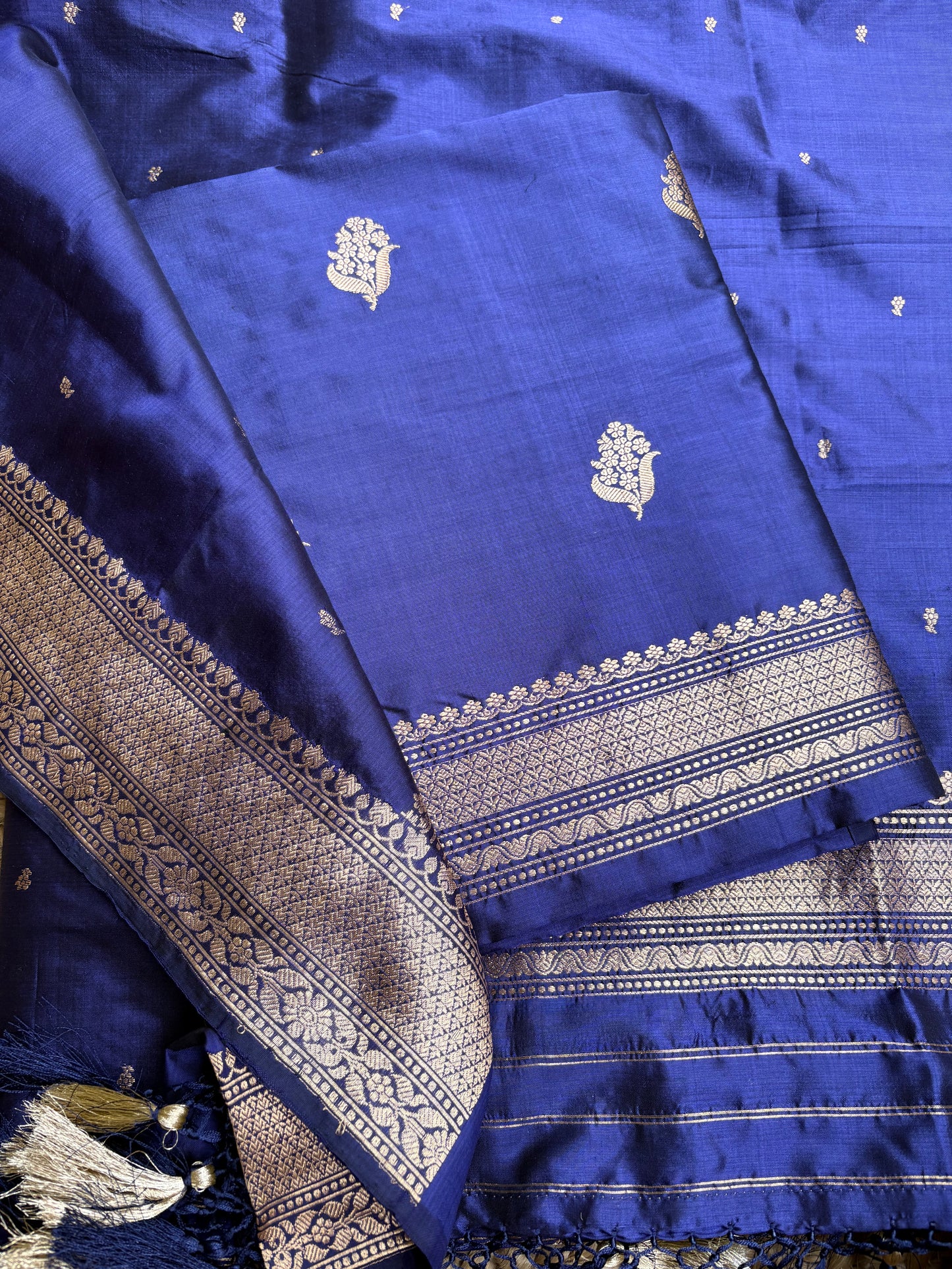 Blue katan by katan silk 3 piece suit set