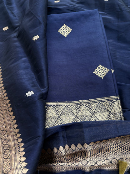 Blue Chiniya silk kurta , bottom tissue silk dupatta