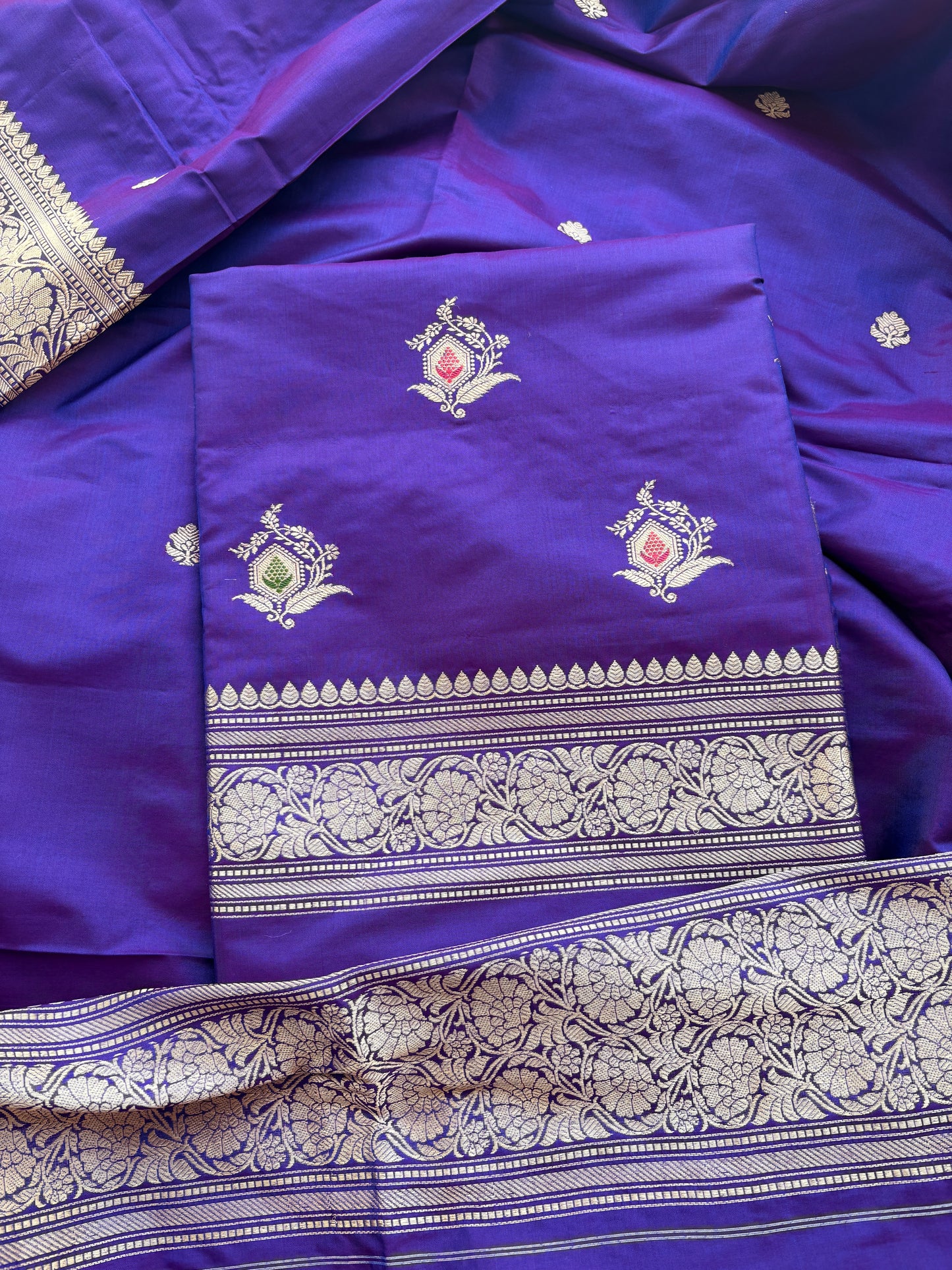 Purple katan by katan silk meenadar suit set