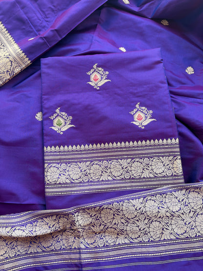 Purple katan by katan silk meenadar suit set