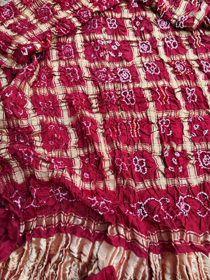 Red gajji silk Gharchola dupatta