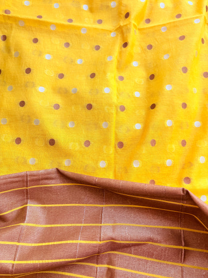 Yellow brocade cotton tissue suit set