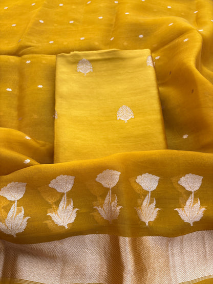 Mustard mango silk 3 piece suit set