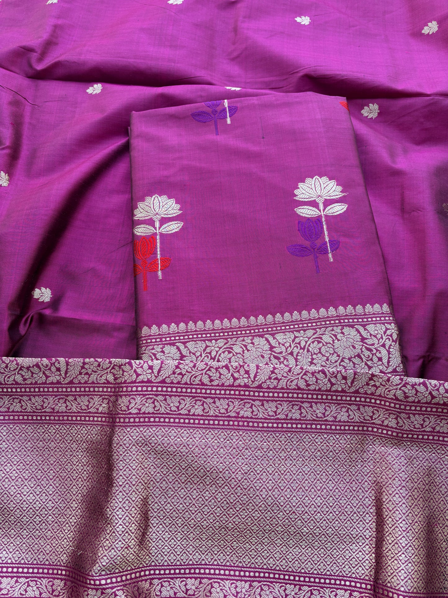 Magenta katan by katan silk suit set