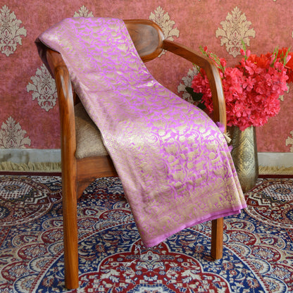 Light Purple shikargah  Silk Saree