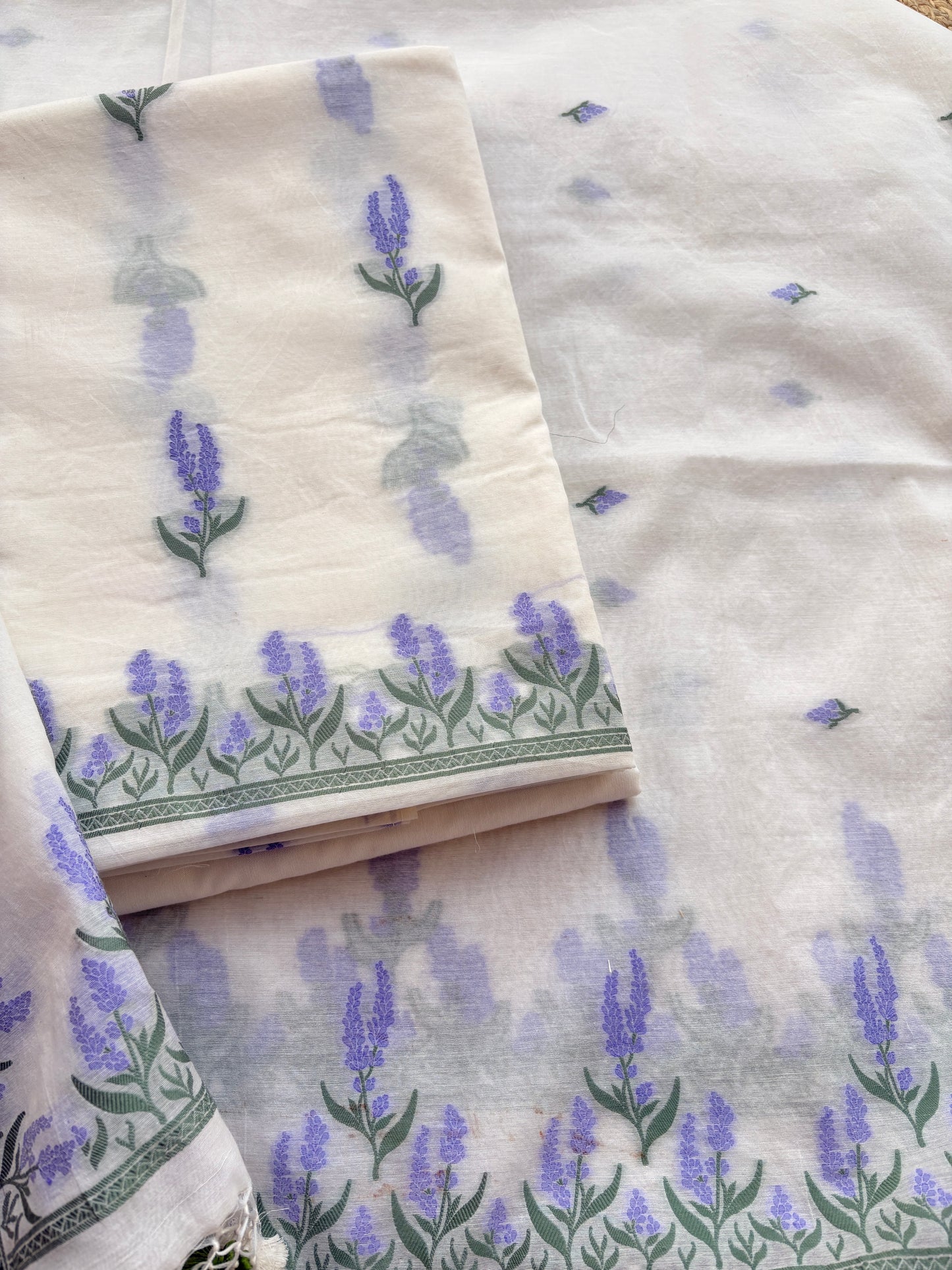 White base Chanderi weaving suit set