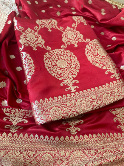 Red Mashru silk suit set