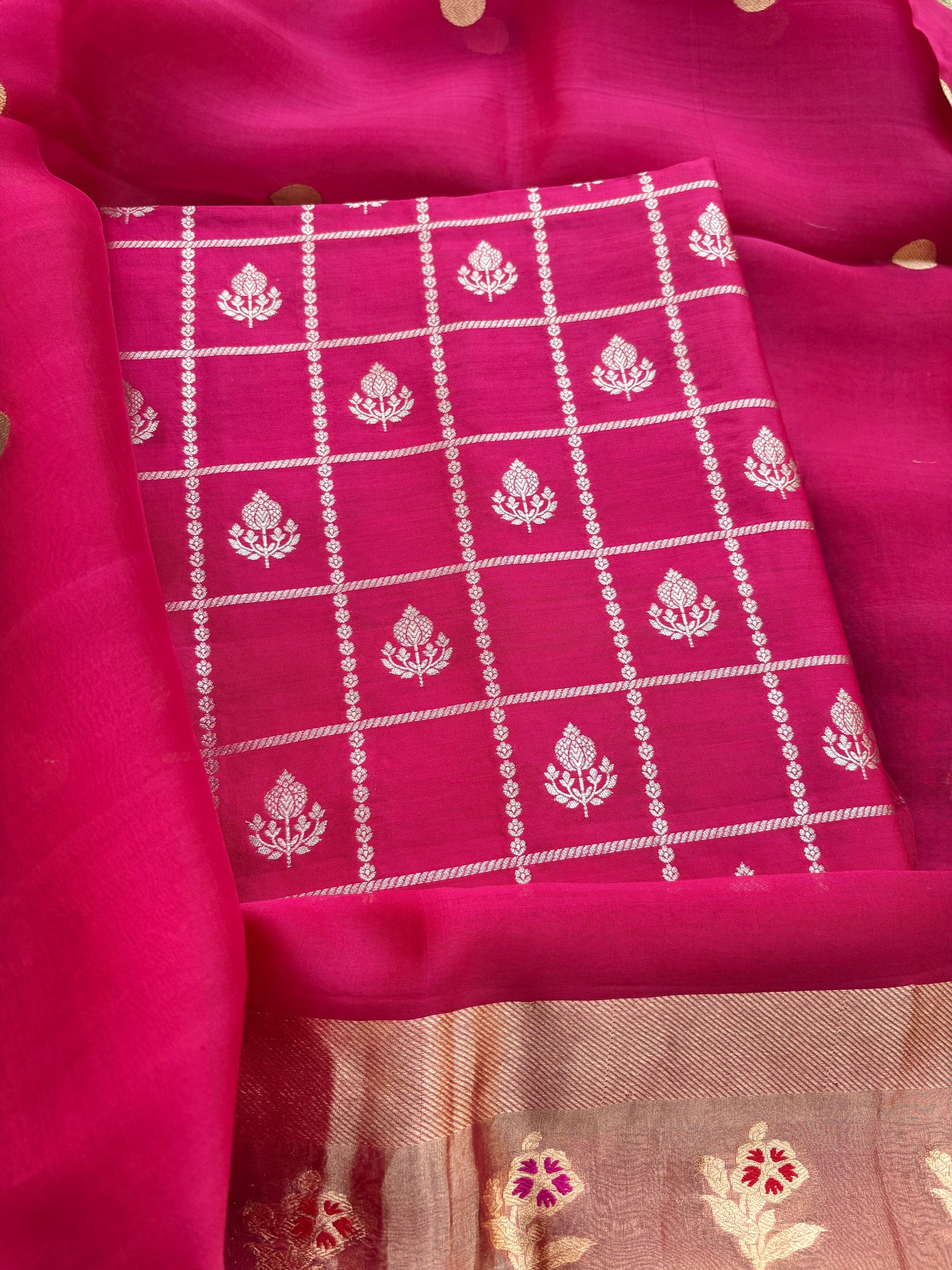 Pink Chiniya kora suit set