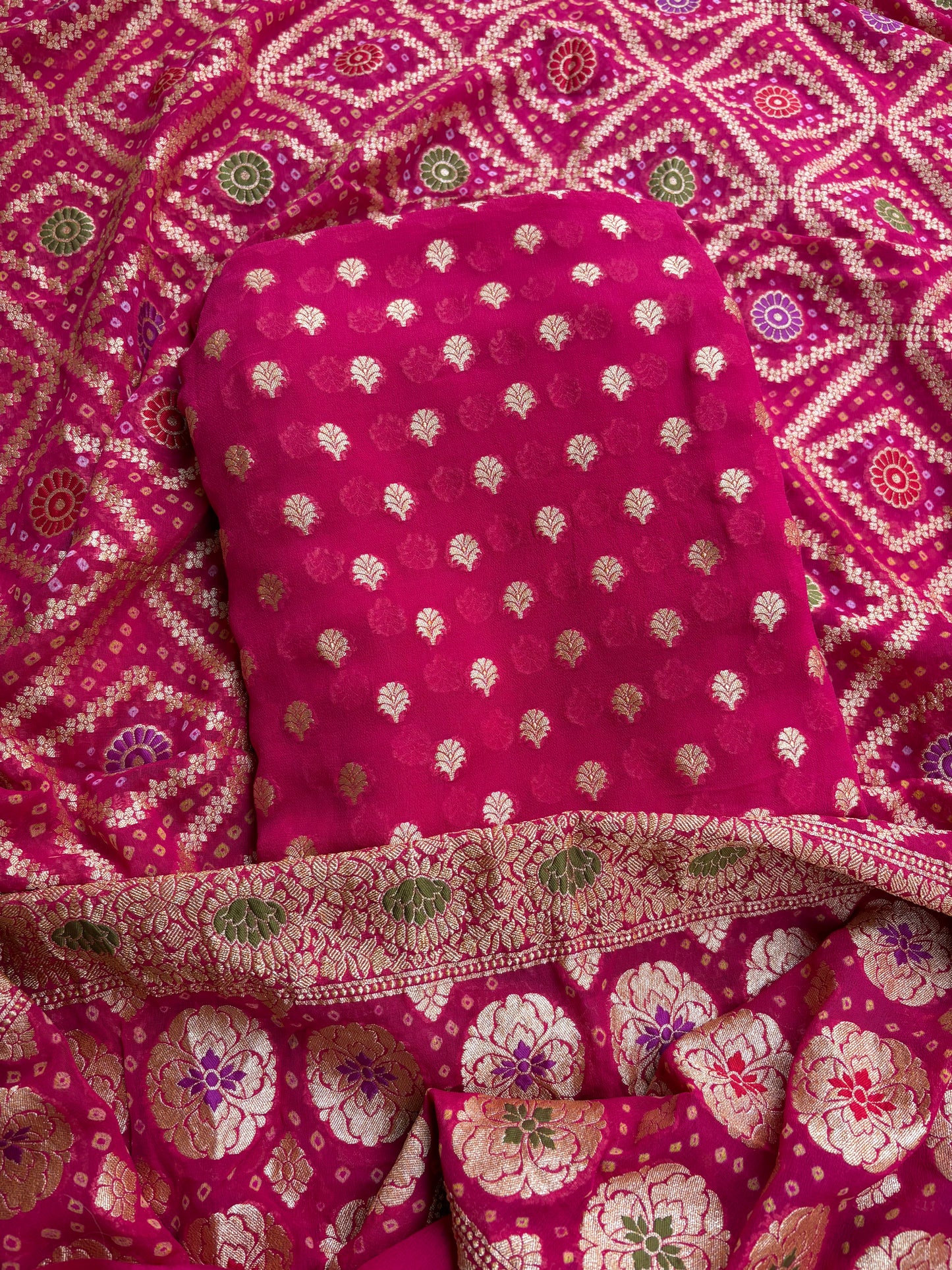 Pink Khaddi georgette 3 piece suit set