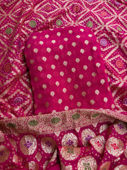 Pink Khaddi georgette 3 piece suit set