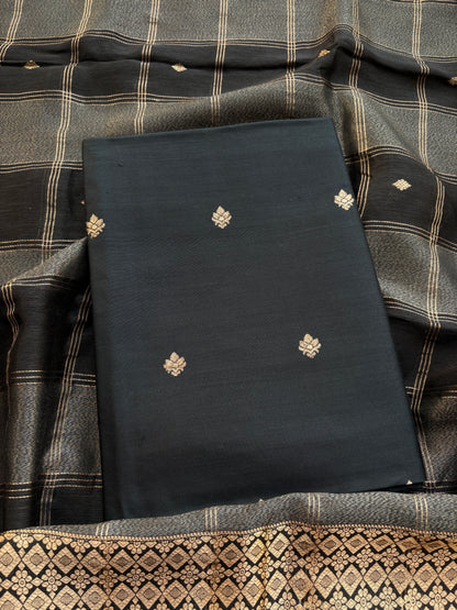 Black Chiniya silk suit set