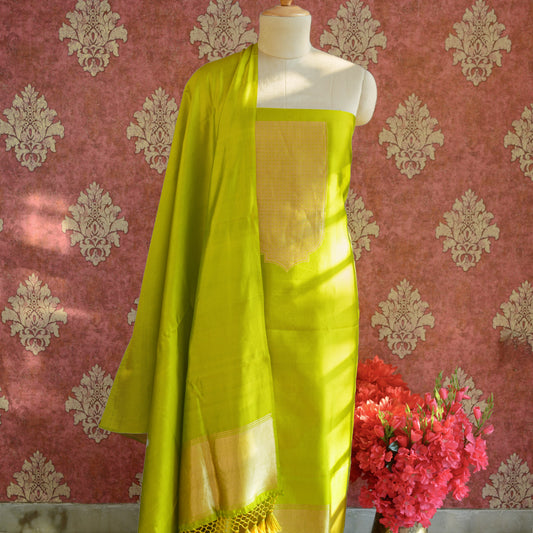 Green mango silk kadhwa suit set 2 piece suit set