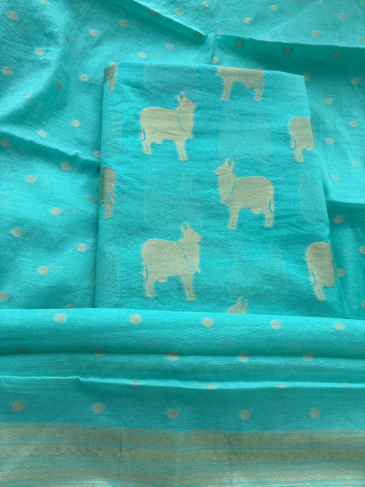 Turq figure design Chanderi designer suit set(87)