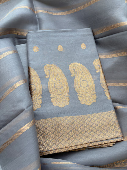 Grey kora silk suit set