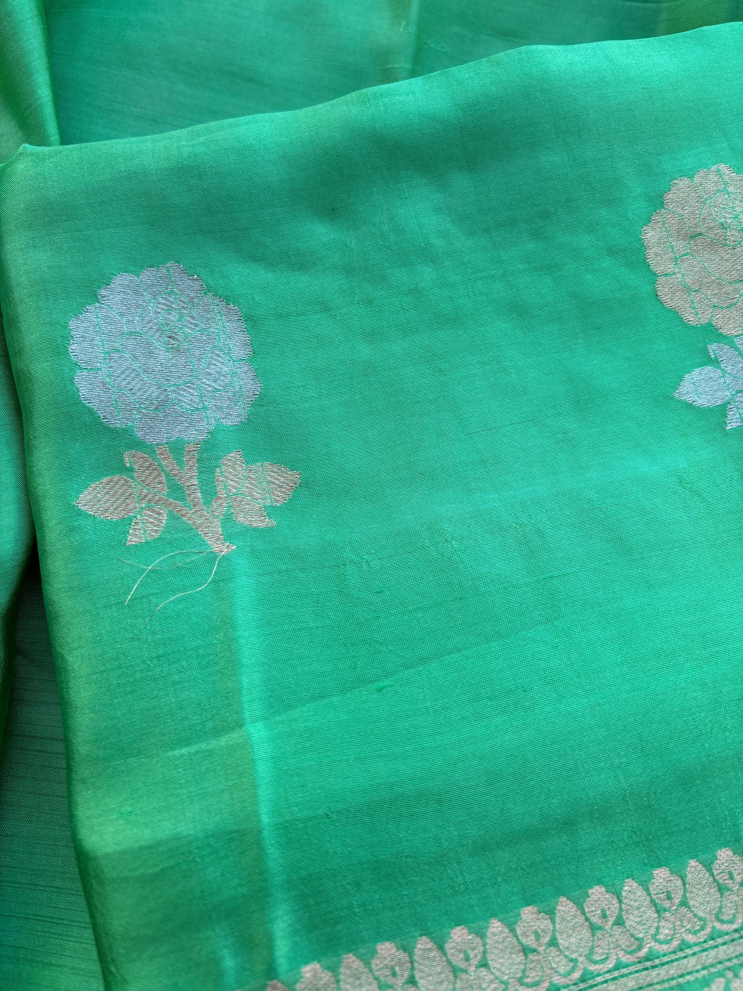 Green Chiniya silk kadhwa suit set