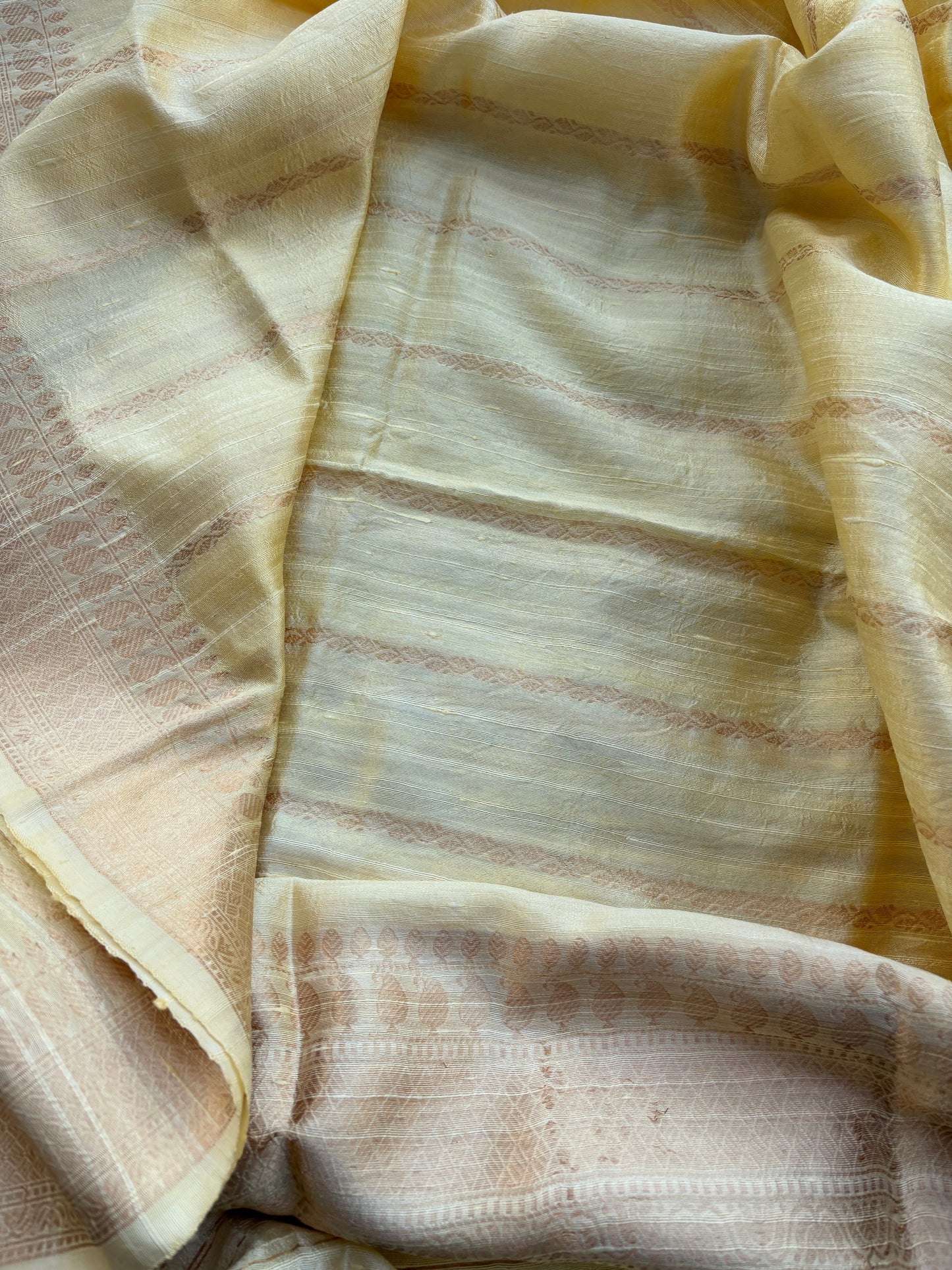 Cream meenadar tussar raw silk suit set