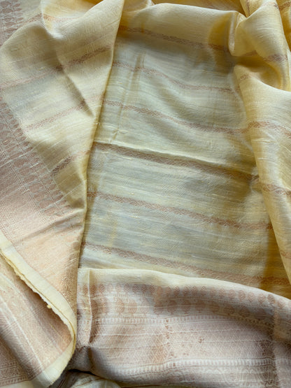 Cream meenadar tussar raw silk suit set