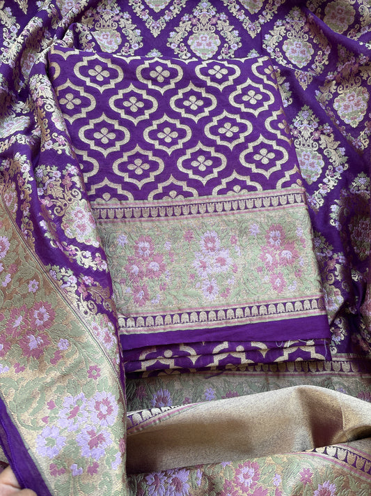 Purple Chanderi exclusive weaving suit set