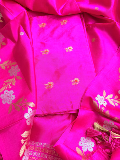 Pink katan by katan silk 3 piece suit set