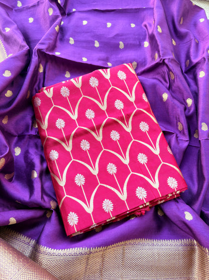 Magenta purple Chiniya silk suit set