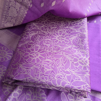 Purple premium cotton 3 pieces weaving suit.