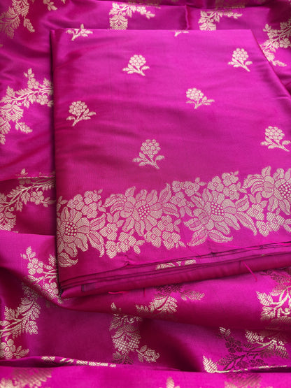 Pink premium Banarasi silk 3 piece suit set