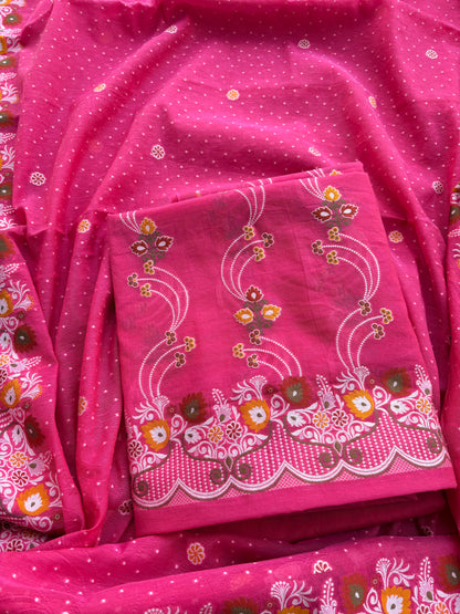 Pink Chanderi meenadar suit set