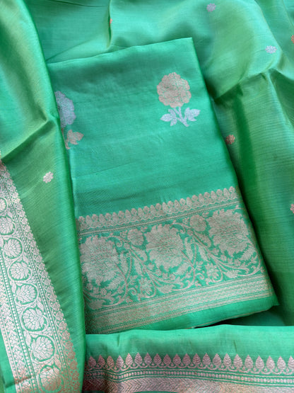 Green Chiniya silk kadhwa suit set