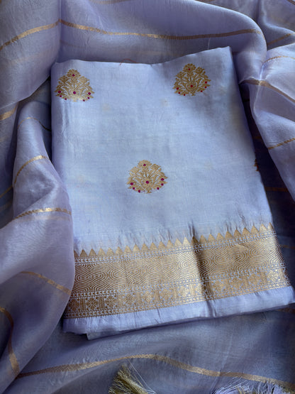 Blue Chiniya kora meenadar suit set