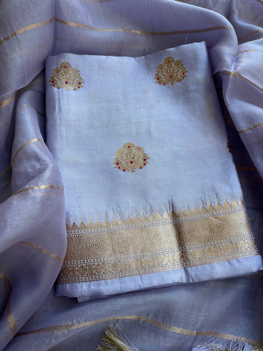 Blue Chiniya kora meenadar suit set