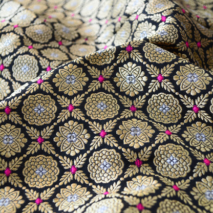 Black katan silk jaal fabric