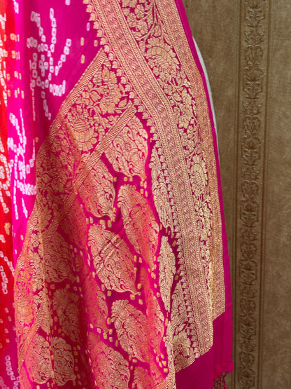 Pink orange Khaddi kadhwa dupatta