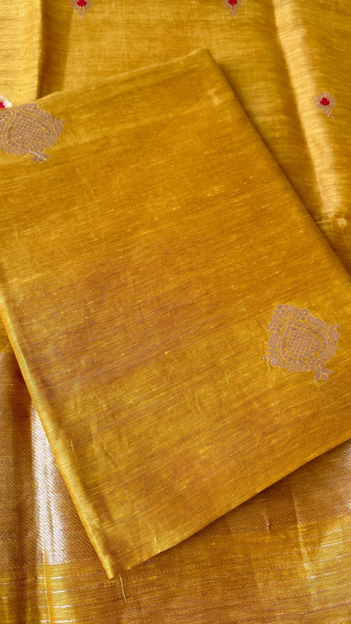 Mustard linen silk 3 piece suit.