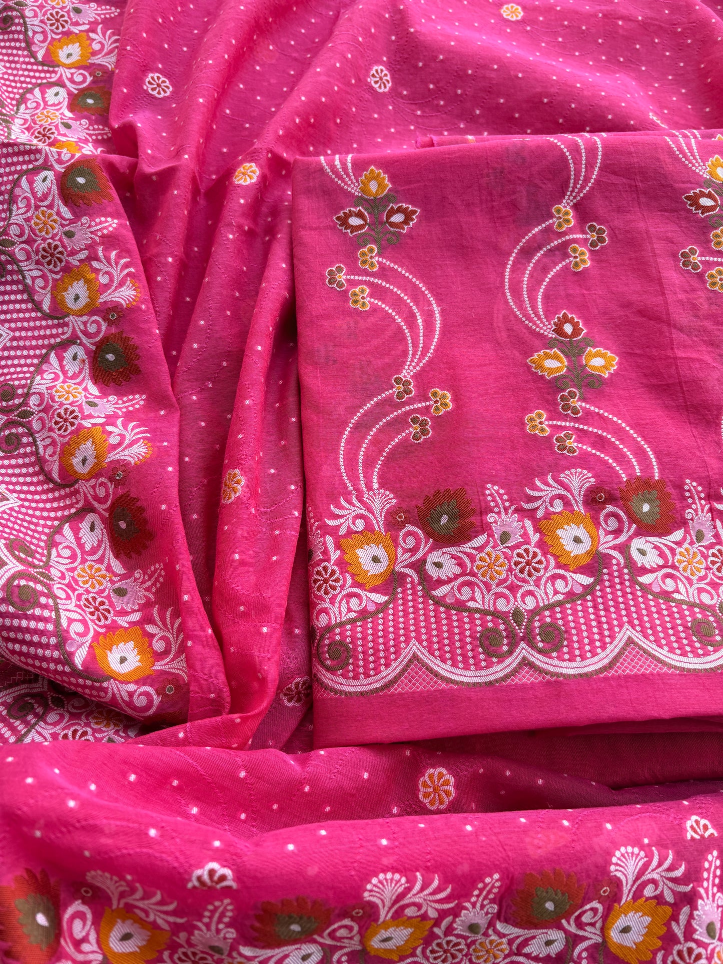 Pink Chanderi meenadar suit set