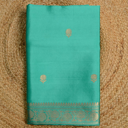 Turq mango silk with kora brocade dupatta