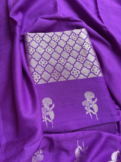 Purple moonga silk suit set