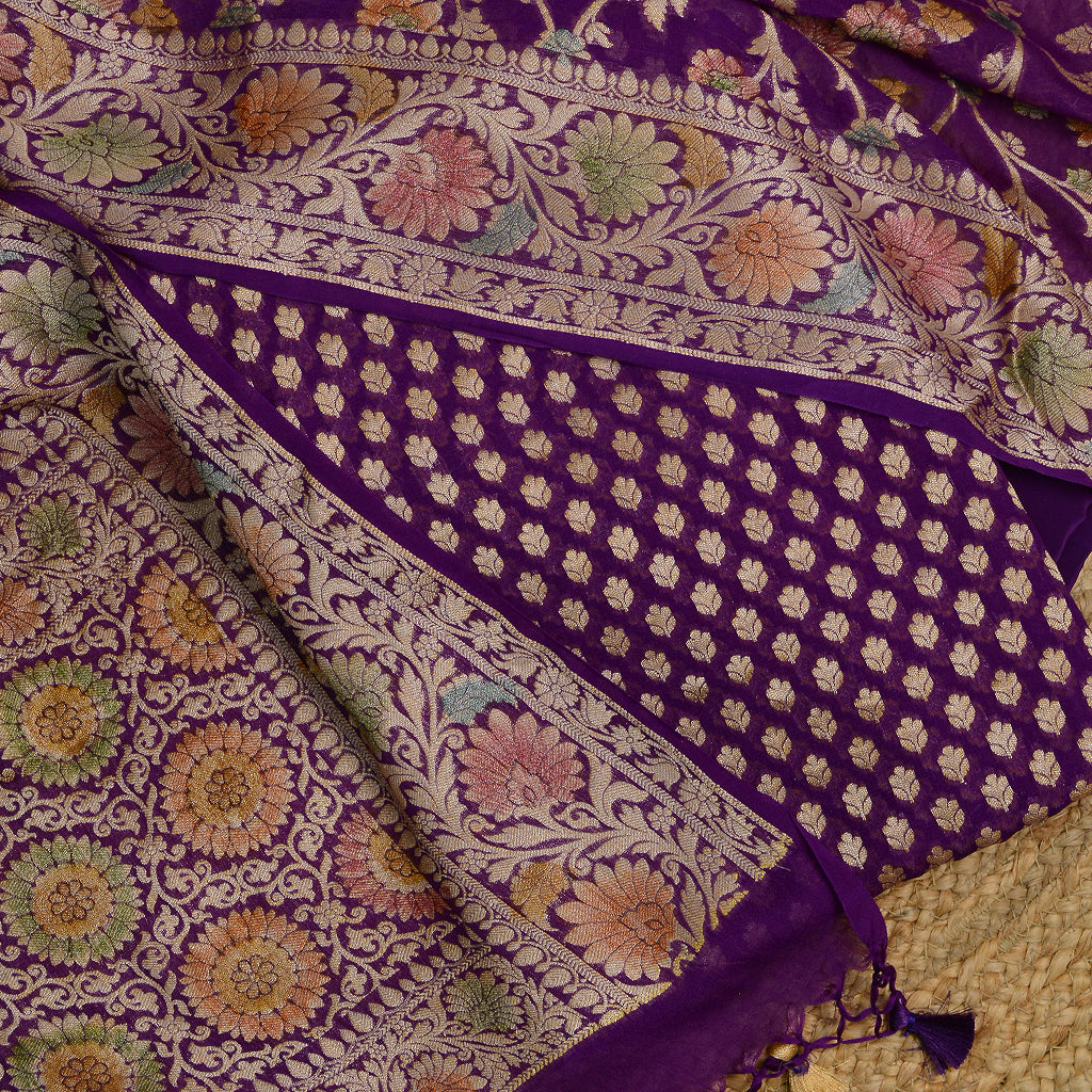 Purple Khaddi georgette suit set
