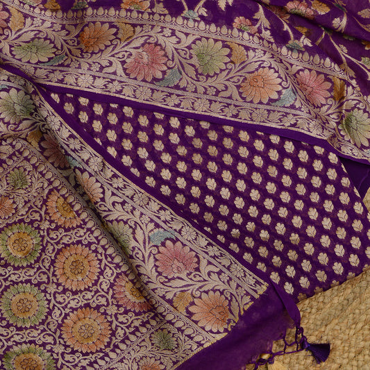 Purple Khaddi georgette suit set