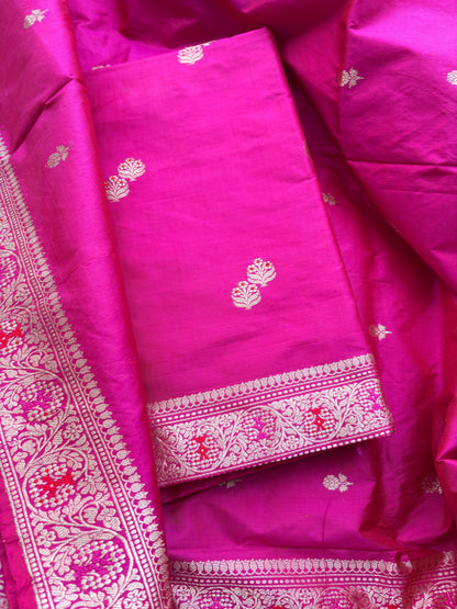 Pink katan by katan silk kadhwa suit set