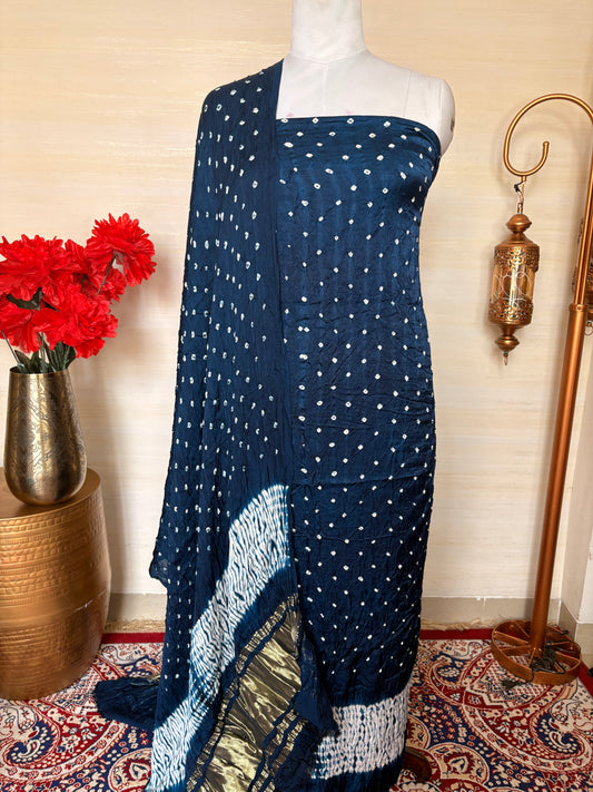 Blue bandhani suit set ( 3 piece )
