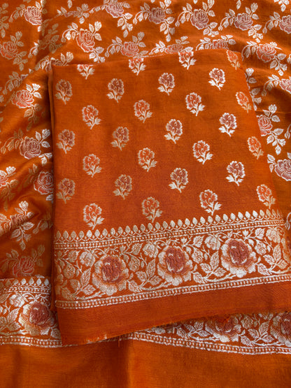 Orange moonga silk suit set