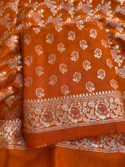 Orange moonga silk suit set