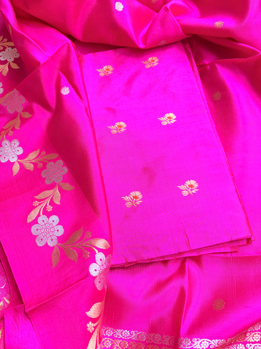 Pink katan by katan silk 3 piece suit set